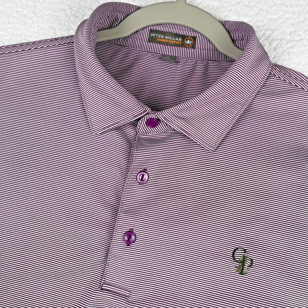 PETER MILLAR Polo Shirt Men XL Stripe Summer‎ Comfort Calusa Pines Golf Club